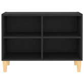 vidaXL Szafka pod TV z drewnianymi nóżkami, czarna, 69,5x30x50 cm