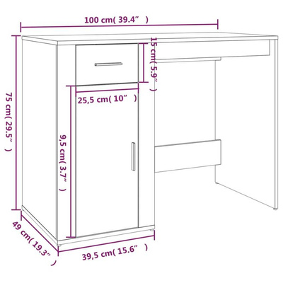vidaXL Biurko, białe, 100x49x75 cm, materiał drewnopochodny