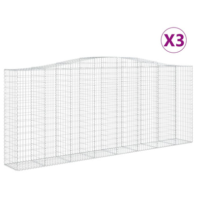 Kosze gabionowe, 3 szt, 400x50x160/180 cm, galwanizowane żelazo
