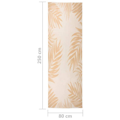 vidaXL Dywan zewnętrzny o płaskim splocie, 80x250 cm, wzór w liście
