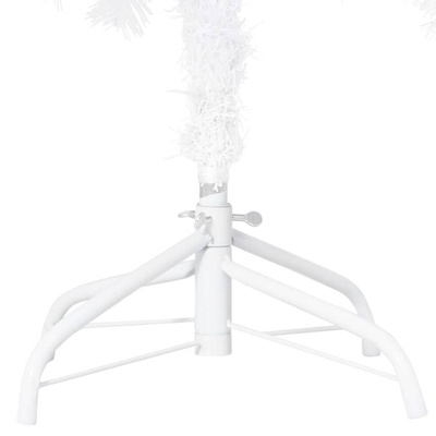 Sztuczna choinka z lampkami i bombkami, biała, 210 cm, PVC vidaXL
