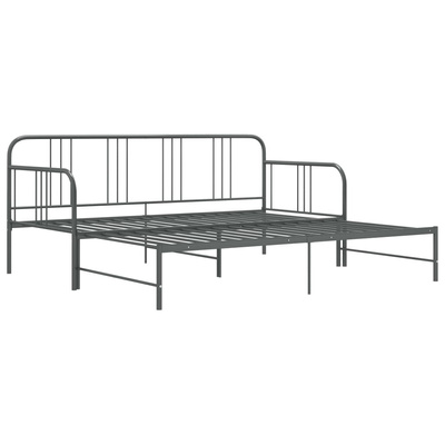 Sofa z wysuwaną ramą łóżka, szara, metalowa, 90x200 cm wariant 4