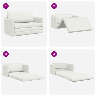 Sofa Bed Biały 124 x 71 x 78 cm Sztuczna skóra
