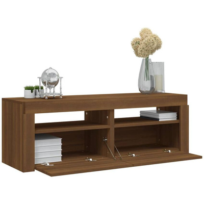 vidaXL Szafka pod TV z oświetleniem LED, brązowy dąb, 120x35x40 cm
