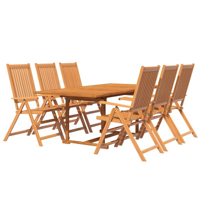 7-częściowy zestaw mebli ogrodowych, lite drewno akacjowe, 150-200 cm