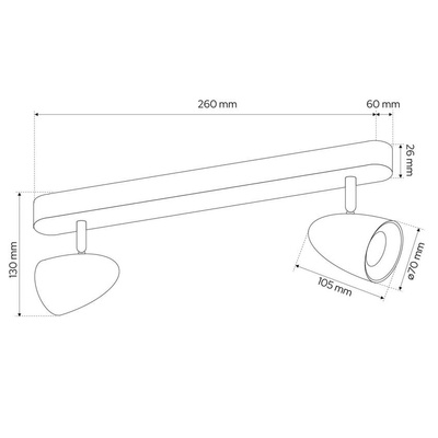 Podwójna punktowa oprawa sufitowa typu spot OVO 2 White Gold, listwa, IP20, 2xGU10, biała, pierścień złoty EDO777238 EDO Solutions