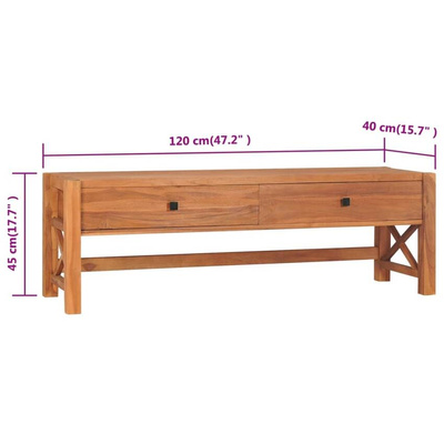 vidaXL Szafka pod TV z szufladami, 120x40x45 cm, lite drewno tekowe