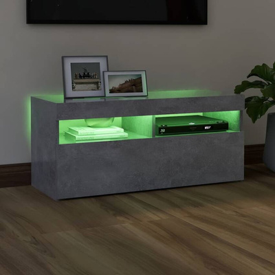 vidaXL Szafka pod TV z oświetleniem LED, szarość betonu, 90x35x40 cm