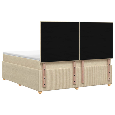 Łóżko z box spring LED z materacem kremowy 160 x 200 cm tkanina