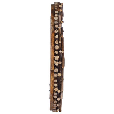 vidaXL Lustro ścienne, 60 cm, tekowe, okrągłe