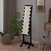 vidaXL Lustro stojące z LED, czarne, 34x37x146 cm