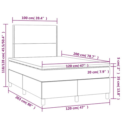 vidaXL Łóżko kontynentalne z materacem, ciemnoniebieskie, 120x200 cm model standard