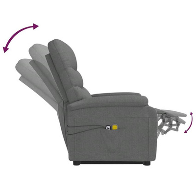 vidaXL Podnoszony fotel masujący, ciemnoszary, tkanina model standard