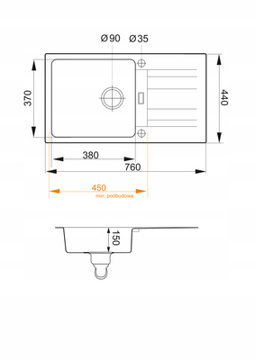 Zlewozmywak Athena 02 / beż piaskowy