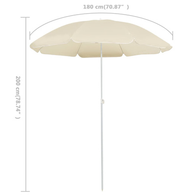 Parasol ogrodowy na stalowym słupku, piaskowy, 180 cm