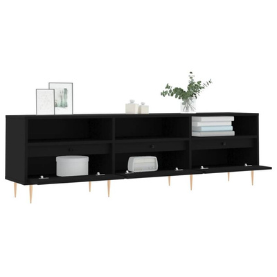 vidaXL Szafka pod TV, czarna, 150x30x44,5 cm, materiał drewnopochodny
