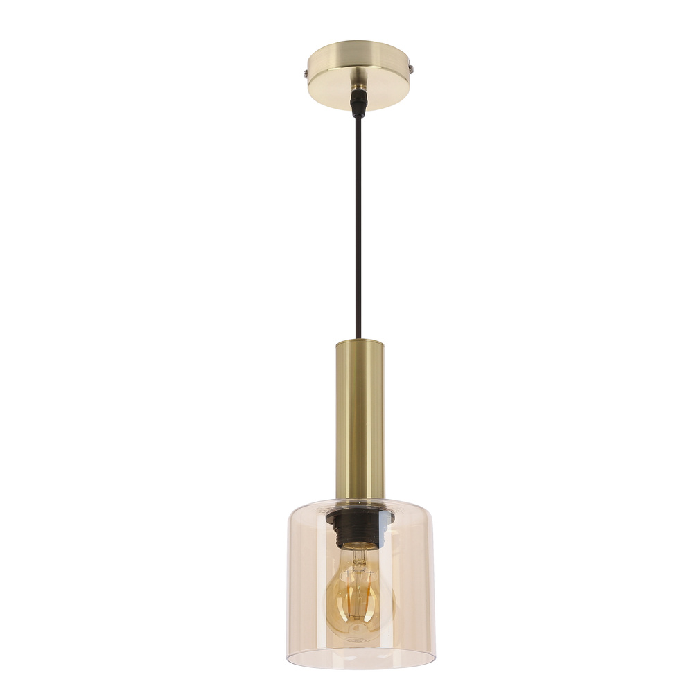 ALBERTO lampa wisząca mosiężny 1x40W E27 klosz bursztynowy