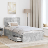 Ramka łóżka Betonowy szary 70 x 190 cm Drewno inżynieryjne