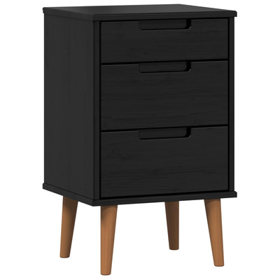 Szafka Nocna MOLDE Czarny 40 x 35 x 65 cm Lite drewno sosnowe