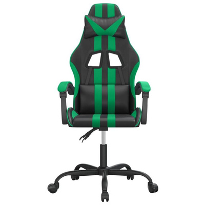 Obrotowy fotel gamingowy, czarno-zielony, sztuczna skóra vidaXL