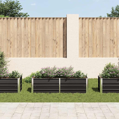 Podwyższona donica, antracyt, 160x40x45 cm, galwanizowana stal