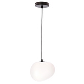 Lampa wisząca STONES 20 cm w stylu Japandi - z białym akrylowym kloszem inspirowanym kamieniem - minimalistyczne oświetlenie sufitowe do salonu E27