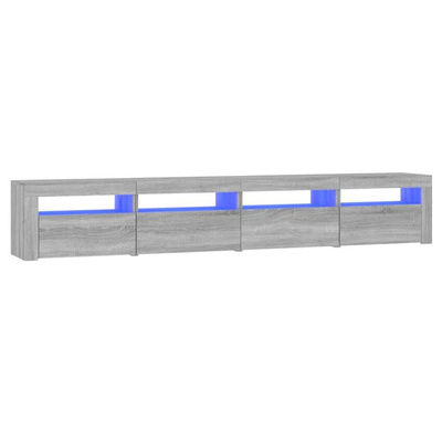 Szafka pod TV z oświetleniem LED, szary dąb sonoma,240x35x40 cm vidaXL