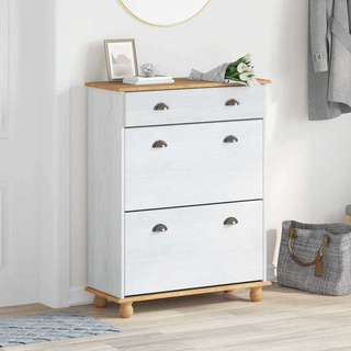 Szafka na buty ASKIM Biały 85 x 35 x 108 cm Lite drewno sosnowe