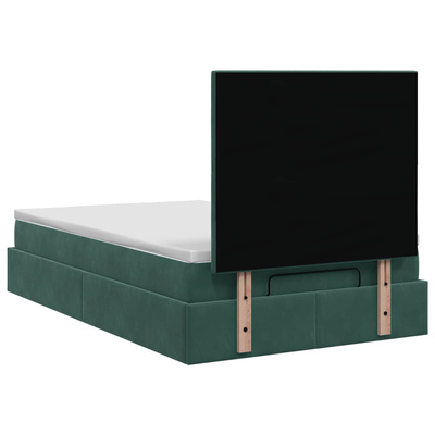 Łóżko ottoman z materacem Ciemnozielony 120 x 190 cm Welur