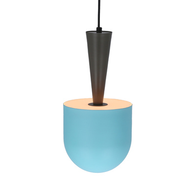 Lampa wisząca Visby Ledea metalowa szaro-niebieska E27 pojedyncza do salonu