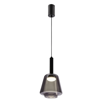 Lampa wisząca Bueno szklana czarna z kloszem dymionym do salonu