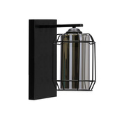 Jonera lampa kinkiet czarny P25 1X40 E27 klosz dymiony 21-08411