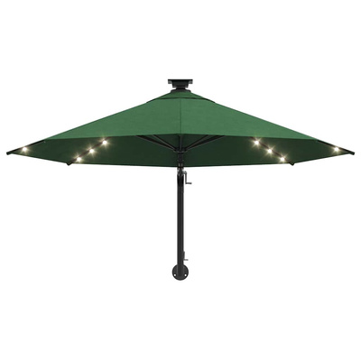 Parasol ogrodowy z LED, ścienny, 300 cm, zielony