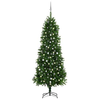 Sztuczna choinka z lampkami i bombkami, 240 cm, zielona vidaXL