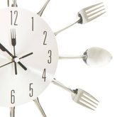 vidaXL Zegar ścienny z łyżek i widelców, srebrny, 31 cm, aluminium