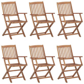 vidaXL Składane krzesła ogrodowe 6 szt., z poduszkami, drewno akacjowe