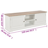 vidaXL Szafka pod TV, biała, 110x30x40 cm, materiał drewnopochodny