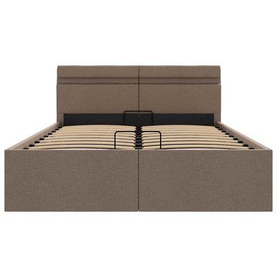 vidaXL Rama łóżka z podnośnikiem i LED, taupe, tkanina, 120 x 200 cm