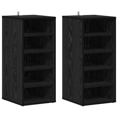 Szafka na buty z półką 2 pcs Czarny Dąb 32 x 35 x 70 cm
