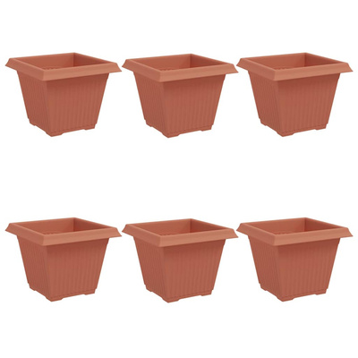 Kwadratowa doniczka na kwiaty 6 pcs Czerwony ceglasty