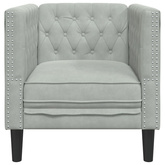 Fotel Chesterfield, jasnoszary, tapicerowany aksamitem