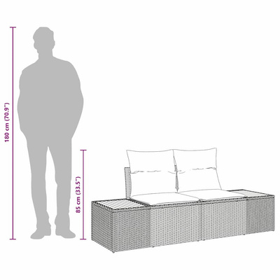Sofa Ogrodowa Czarny 184 x 62 x 85cm polirattan