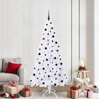 Sztuczna choinka z 300 diodami LED Biały 210 cm PVC i stal