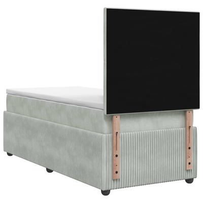 Łóżko z box spring LED z materacem jasnoszary 80 x 200 cm Welur