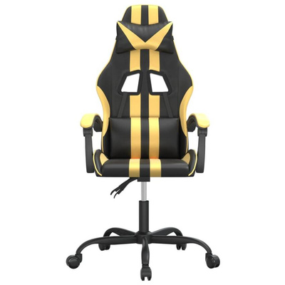 vidaXL Obrotowy fotel gamingowy, czarno-złoty, sztuczna skóra model standard