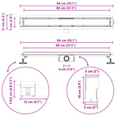 2 w 1 Odwodnienie prysznicowe Czarny 80 cm Stal nierdzewna 304