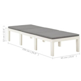 vidaXL Leżak z poduszką, plastikowy, biały