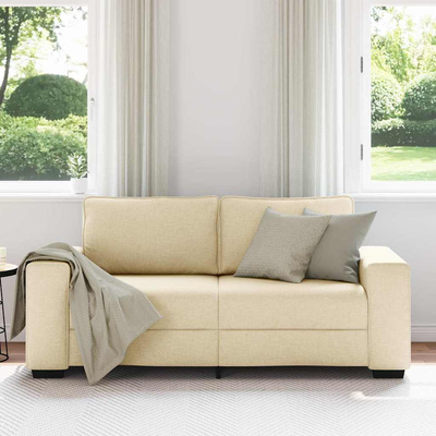 Sofa 2-osobowa, kremowa, 180x77x82 cm, tkaniną