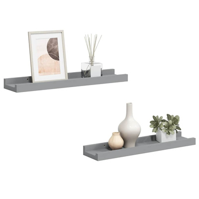 vidaXL Półki ścienne na zdjęcia, 2 szt., szare, 40x9x3 cm, MDF