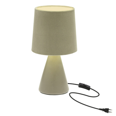 Lampka nocna Satti szarozielona ceramiczna z abażurem klasyczna E14